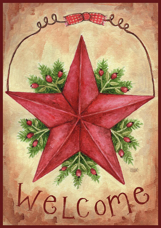 Welcome Barn Star With Berries Poster featuring the painting Welcome Barn Star With Berries by Melinda Hipsher