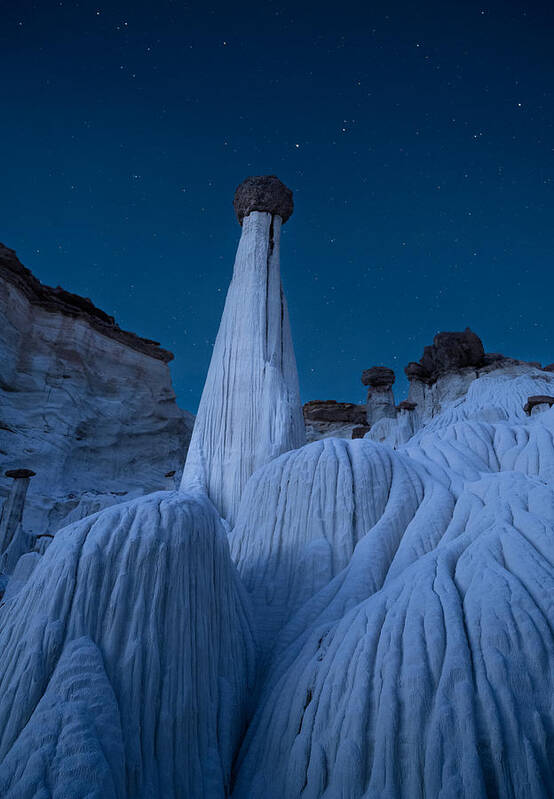 Hoodoo;stone;rock;mushroom;night Poster featuring the photograph White Mushroom by Chao Feng