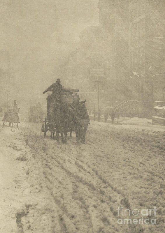 Alfred Stieglitz Poster featuring the photograph Winter on Fifth Avenue, 1893 by Alfred Stieglitz