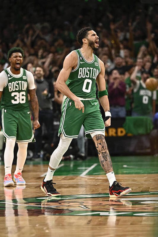 Playoffs Poster featuring the photograph Jayson Tatum #1 by David Dow