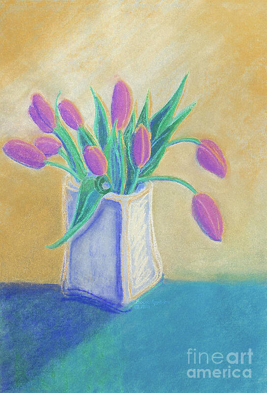 Pink Tulips A Pastel Painting By Norma Appleton Poster featuring the painting Pink Tulips #1 by Norma Appleton