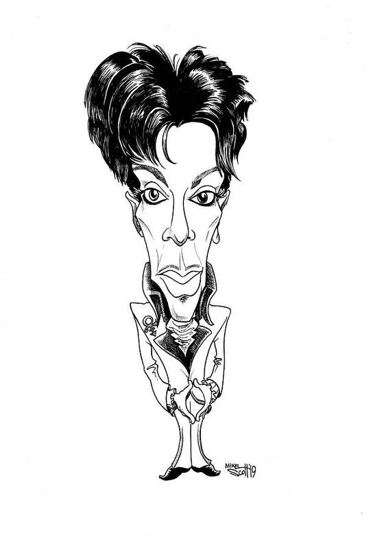 Caricature Poster featuring the drawing Prince #1 by Mike Scott