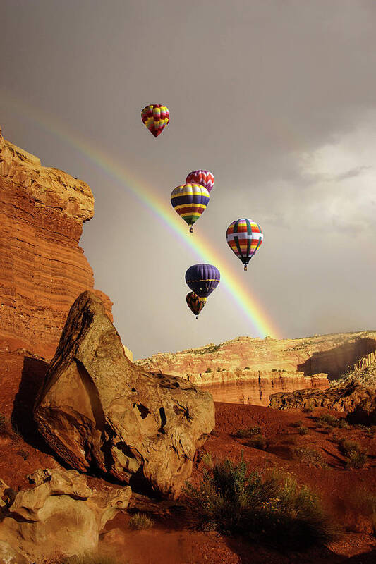 New Mexico Poster featuring the photograph Rainbow and brief dramatic sunshine #1 by Steve Estvanik