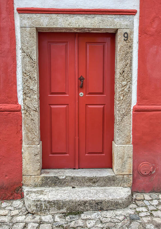 Obidos Poster featuring the photograph Red Door Nine of Obidos by David Letts