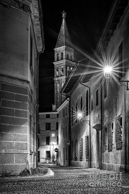 Oderzo Poster featuring the photograph Small street leading to the bell tower #1 by The P