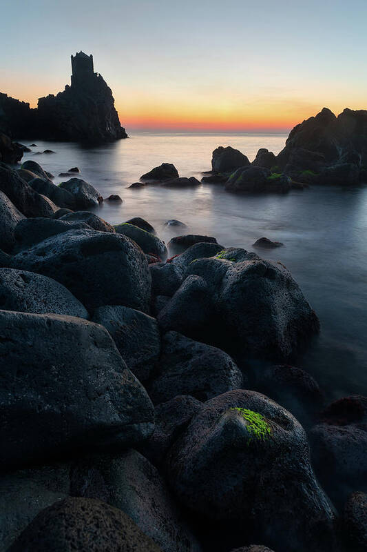 Sicily Poster featuring the photograph Sunrise on the sea of Santa Tecla, Sicily #1 by Mirko Chessari