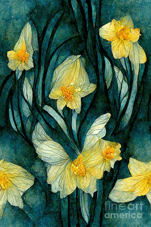 Series Poster featuring the digital art Daffodils #10 by Sabantha