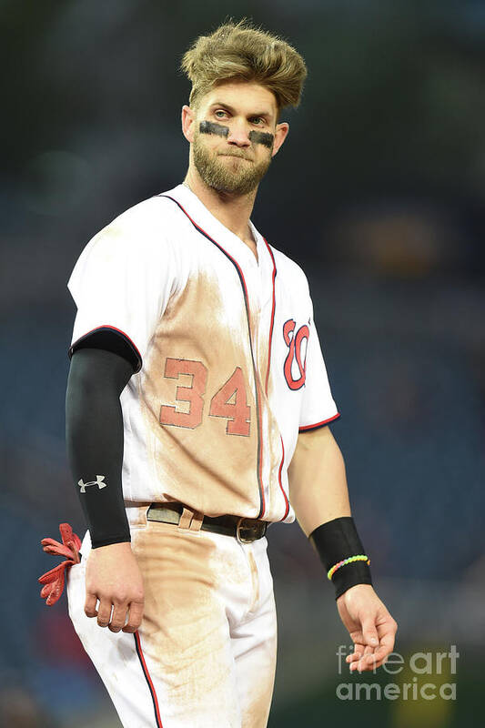Three Quarter Length Poster featuring the photograph Bryce Harper by Mitchell Layton