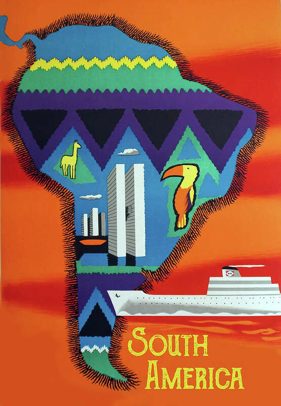 South America Poster featuring the digital art South America #2 by Long Shot