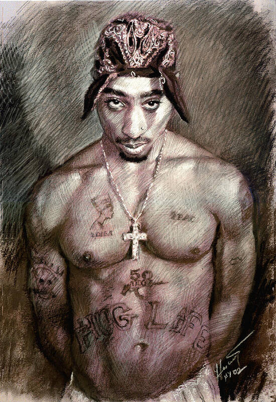 Tupac Poster featuring the drawing 2Pac by Viola El