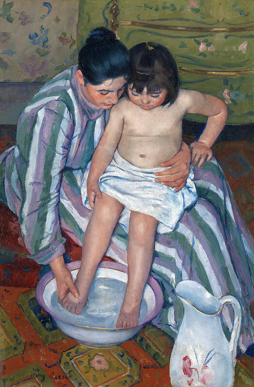 The Child's Bath Poster featuring the painting The Child's Bath #3 by Mary Cassatt