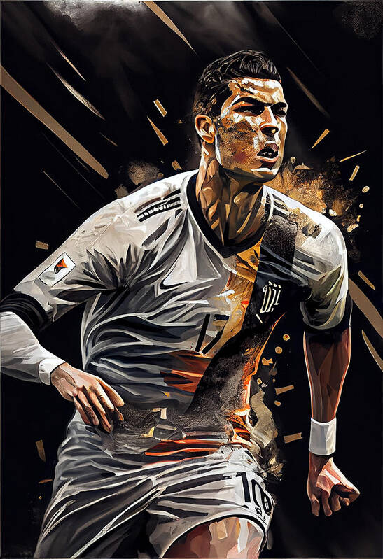 Footbal Star Cristiano Ronaldo Masterful Art Poster featuring the painting Footbal Star Cristiano Ronaldo masterful photor by Asar Studios #4 by Celestial Images
