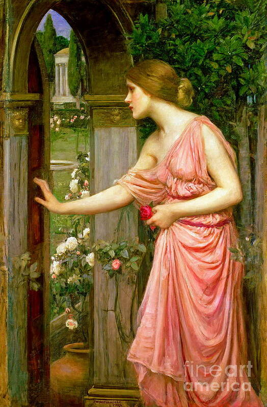 Psyche Entering Cupids Garden Poster featuring the painting Psyche Entering Cupid's Garden #4 by John William Waterhouse