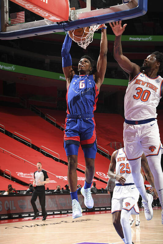 Hamidou Diallo Poster featuring the photograph New York Knicks v Detroit Pistons #6 by Chris Schwegler