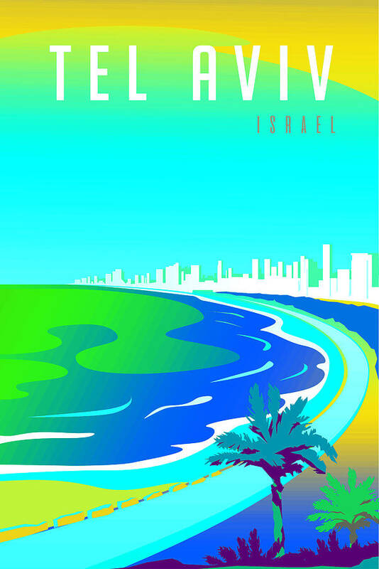 Oil On Canvas Poster featuring the digital art Tel Aviv #7 by Celestial Images