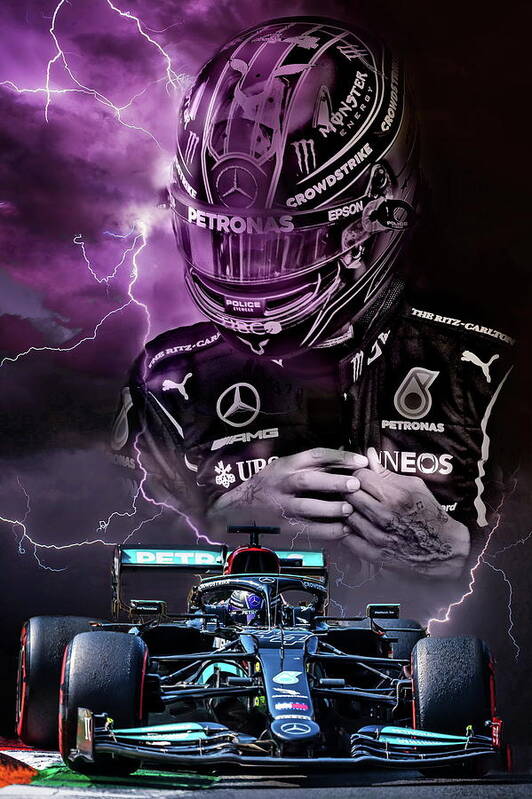 A Man Like Thunder and Lightning - Lewis Hamilton Poster by DeVerviers -  Pixels