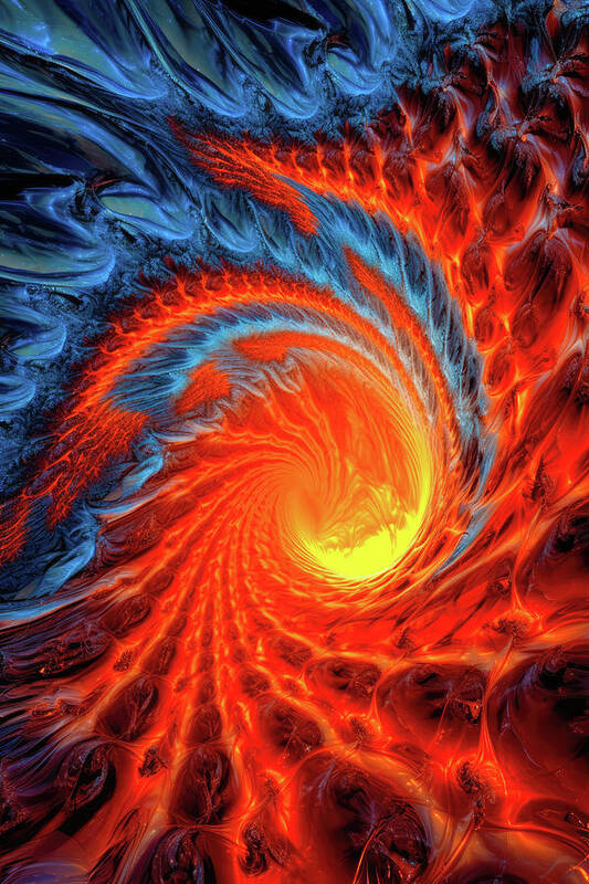 Spiral Poster featuring the digital art Abstract Fractal Lava Spiral 13 by Matthias Hauser