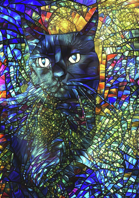 Black Cat Poster featuring the digital art Aint Superstitious by Peggy Collins