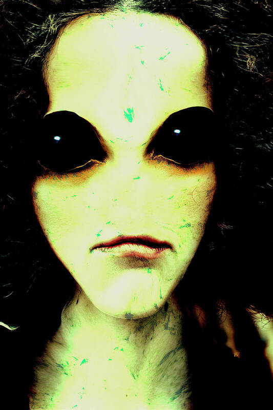 Photomanipulation Poster featuring the digital art Alien Girl by K Bradley Washburn