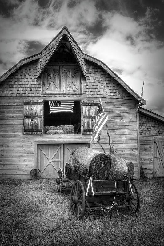 American Poster featuring the photograph American Hay Barn Black and White by Debra and Dave Vanderlaan