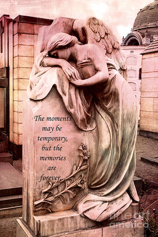 Angel Poster featuring the photograph Angel In Grief Sadness Mourning With Memories Quote by Kathy Fornal
