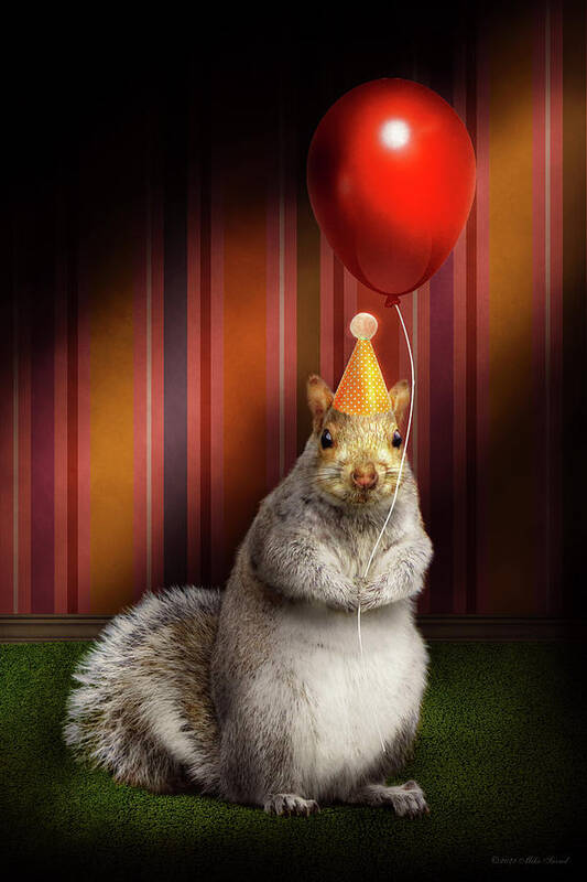 Squirrel Poster featuring the photograph Animal - Squirrel - Party animal by Mike Savad
