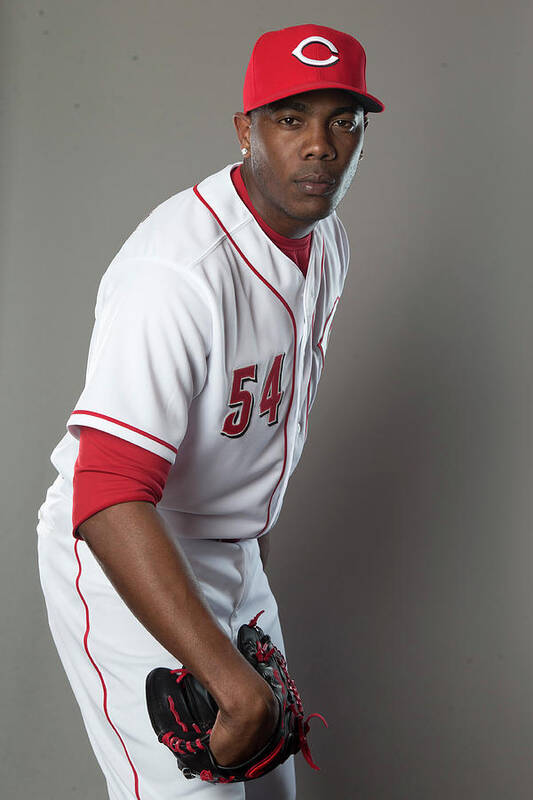 American League Baseball Poster featuring the photograph Aroldis Chapman by Mike Mcginnis