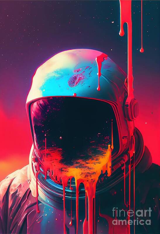 Portrait Poster featuring the painting Astronaut Color Drop by N Akkash
