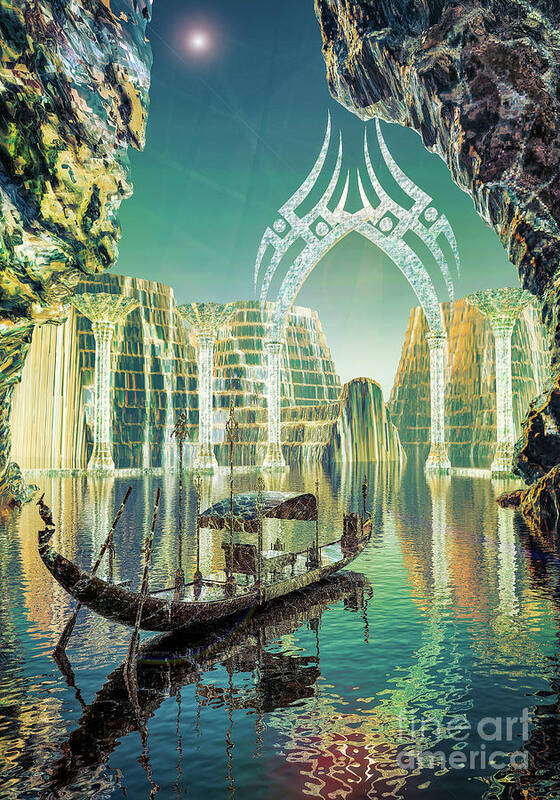 Atlantis Harbour Poster featuring the digital art Atlantis Harbour by Shadowlea Is