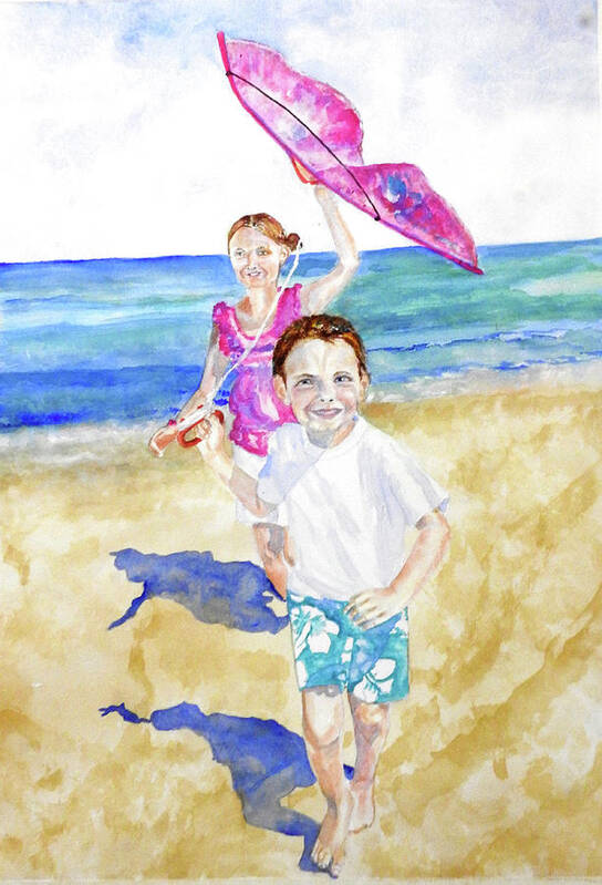 Beach Poster featuring the painting Beach Time by Barbara F Johnson