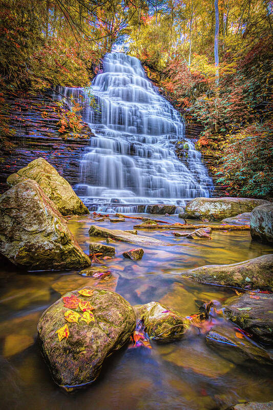 Benton Poster featuring the photograph Beautiful Benton Autumn Waterfall by Debra and Dave Vanderlaan
