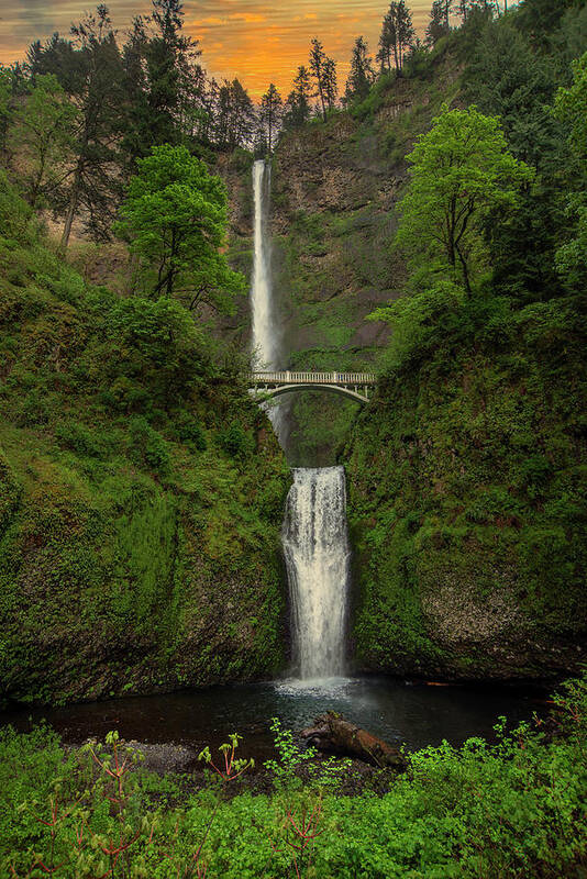 Beautiful Multnomah Falls Poster featuring the photograph Beautiful Multnomah Falls by Jerry Cahill