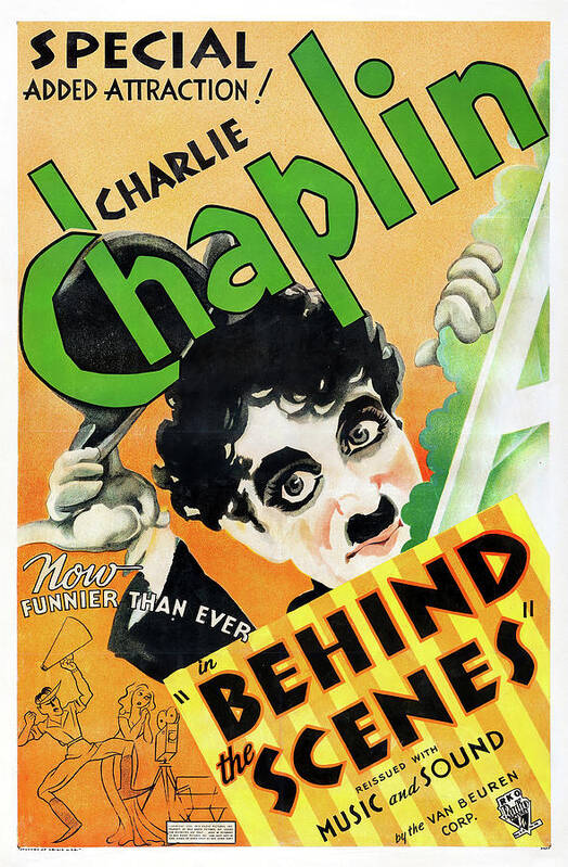 Behind Poster featuring the mixed media ''Behind the Screen'', 1916 by Movie World Posters
