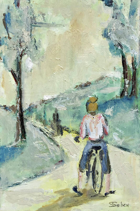  Bicyclists Poster featuring the painting Bicycle Path by Sharon Sieben