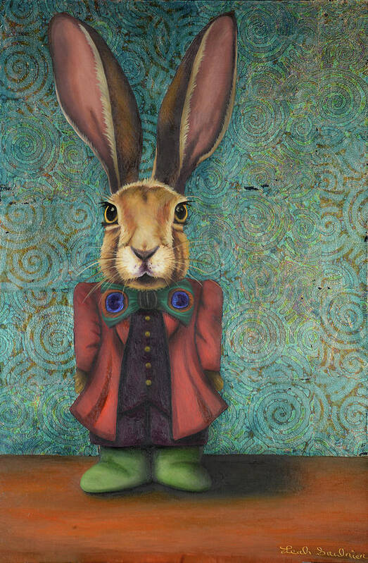 Rabbit Poster featuring the painting Big Ears 3 by Leah Saulnier The Painting Maniac