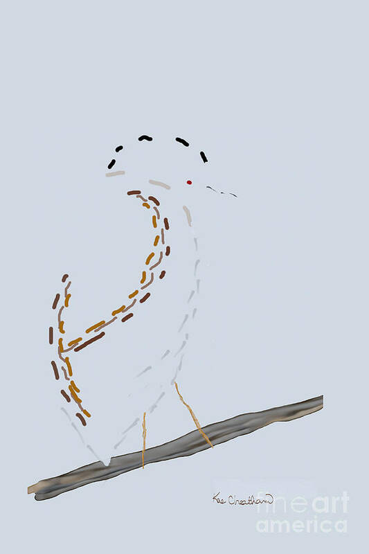 Bird Poster featuring the digital art Bird on Branch by Kae Cheatham