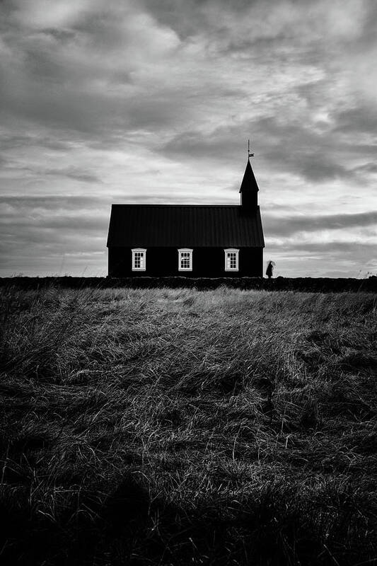 Grass Poster featuring the photograph Black church I - Snaefellsnes, Iceland by George Vlachos