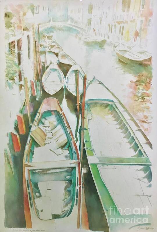 #boatsofvenice #boats #venice #italy #watercolor #watercolorpainting #canal #venicecanal #glenneff #thesoundpoetsmusic #picturerockstudio Poster featuring the painting Boats of Venice by Glen Neff