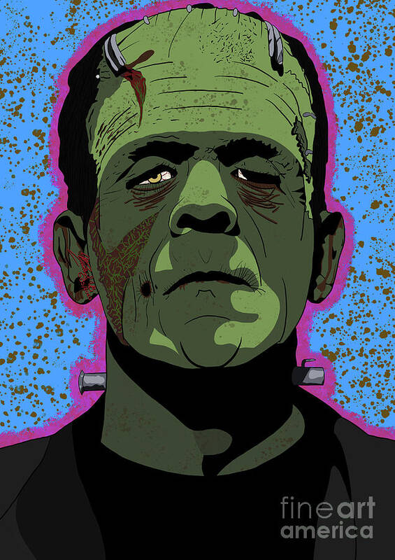 Boris Karloff Poster featuring the digital art Boris Karloff Frankenstein's monster by Marisol VB