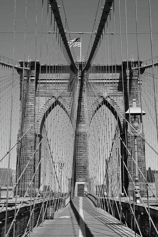 Brooklyn Bridge Poster featuring the photograph Brooklyn Bridge B and W by Richard Krebs
