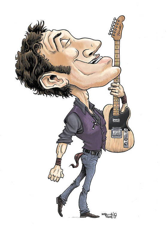 Caricature Poster featuring the drawing Bruce Springsteen by Mike Scott