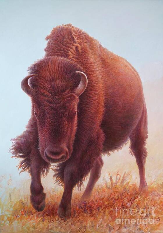 Buffalo Poster featuring the painting Buffalo L of 2 by Hans Droog