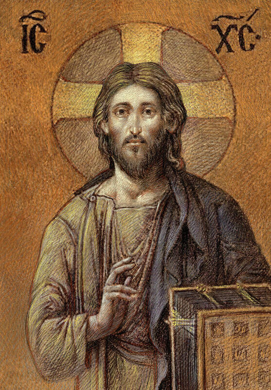 Christian Art Poster featuring the painting Byzantine Christ by Kurt Wenner