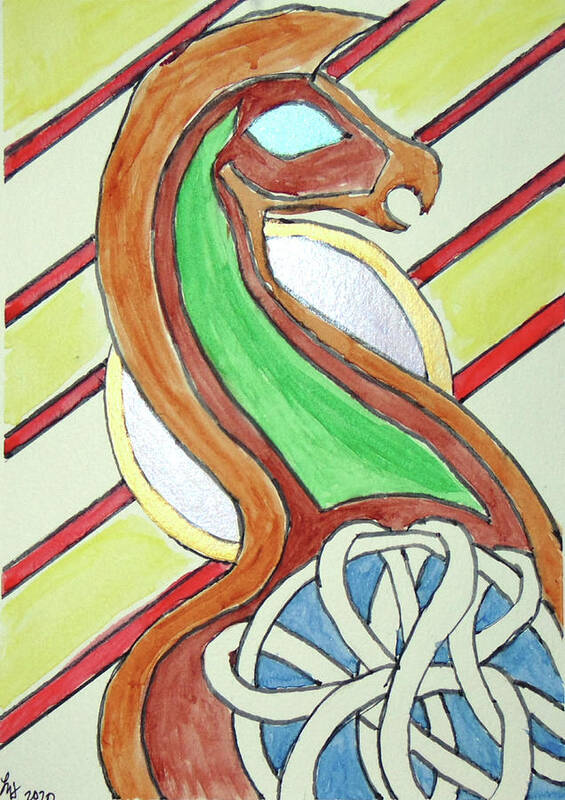 Dragon Poster featuring the painting Celtic Dragon by Loretta Nash
