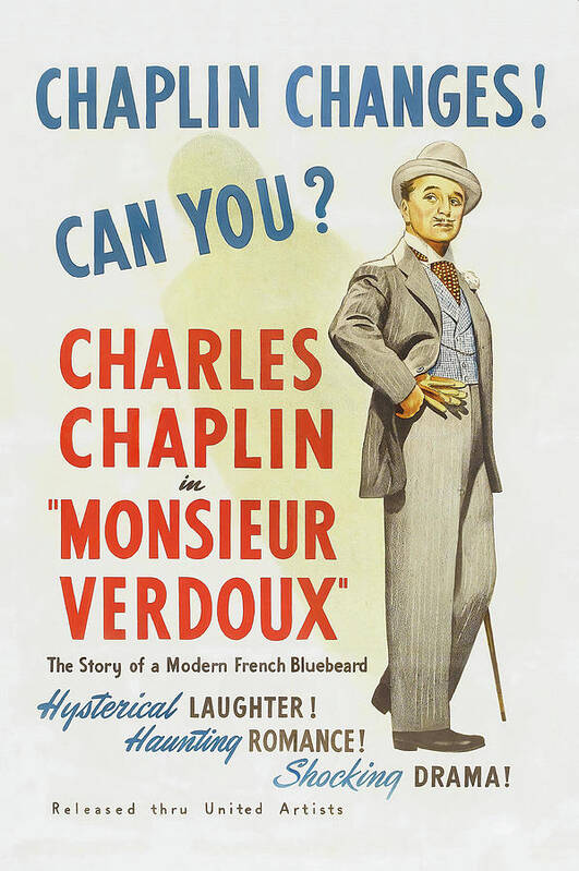 Charles Chaplin Poster featuring the photograph CHARLIE CHAPLIN in MONSIEUR VERDOUX -1947-, directed by CHARLIE CHAPLIN. by Album