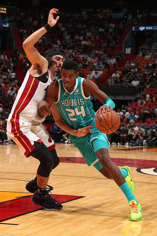 Nba Pro Basketball Poster featuring the photograph Charlotte Hornets v Miami Heat by Issac Baldizon