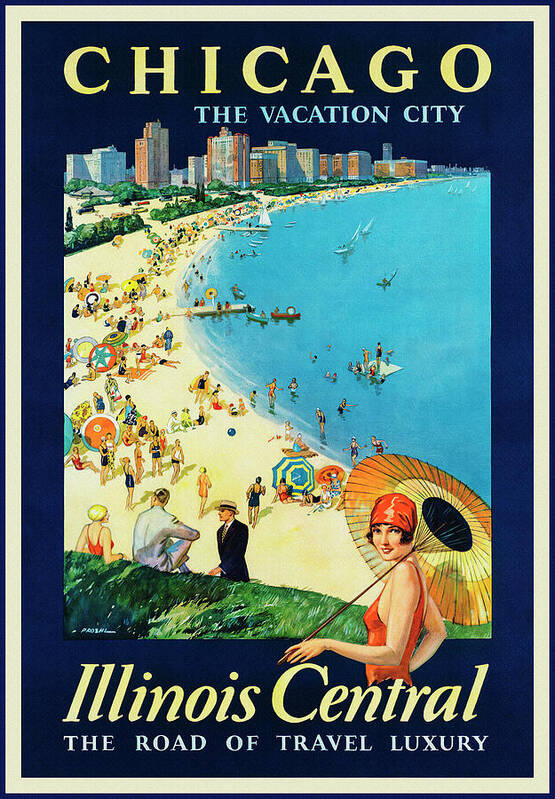 Chicago Poster featuring the photograph Chicago Illinois Vintage Retro Travel Poster by Carol Japp