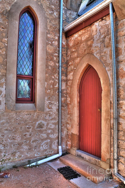 Church Poster featuring the photograph Church Door and Window by Elaine Teague