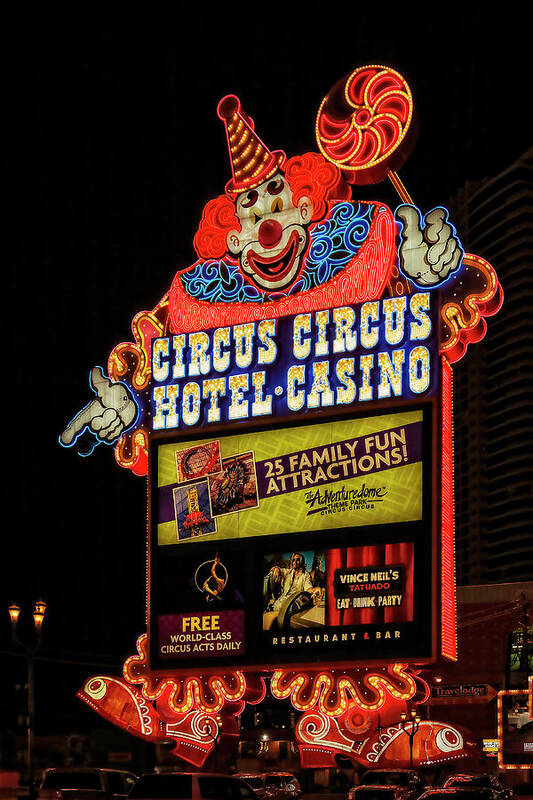Circus Circus Poster featuring the photograph Circus Circus sign, Las Vegas by Tatiana Travelways