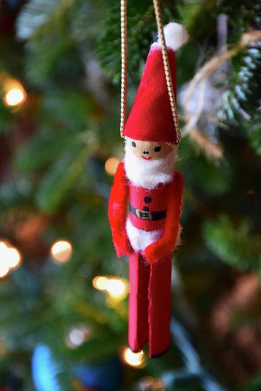 Christmas Poster featuring the photograph Clothespin Santa by Lynn Hunt